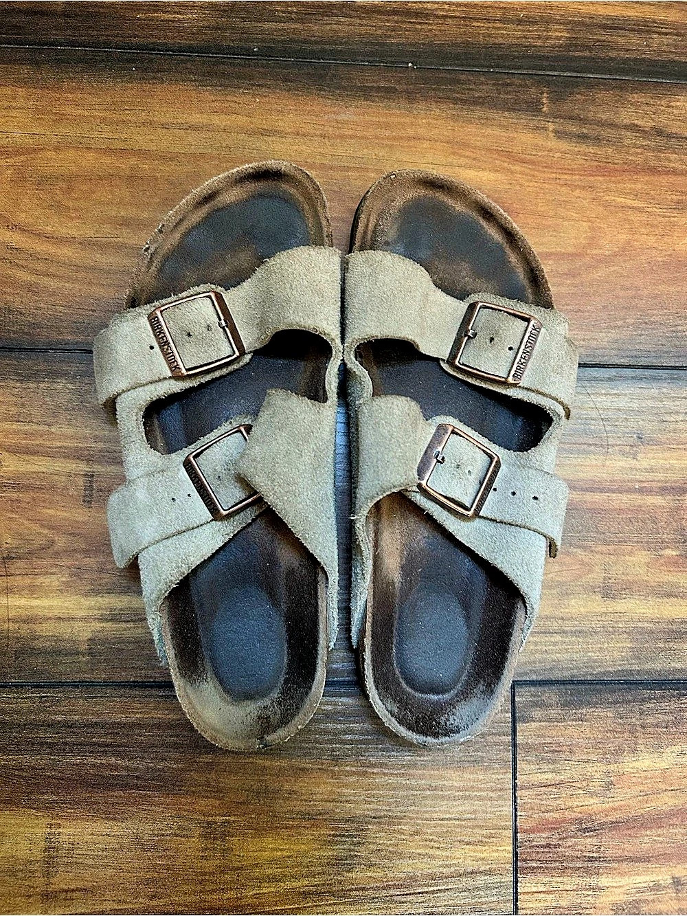 Birkenstock Arizona Suede Two-Strap Sandals Sz 35 / 5 Taupe